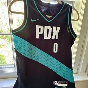 Damian Lillard PDX Basketball Jersey - Black and Teal CITY EDITION
